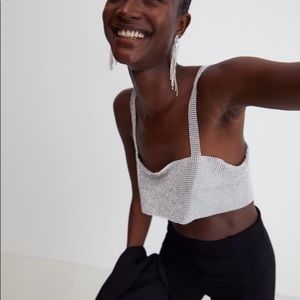NWT Rhinestone Crop Top